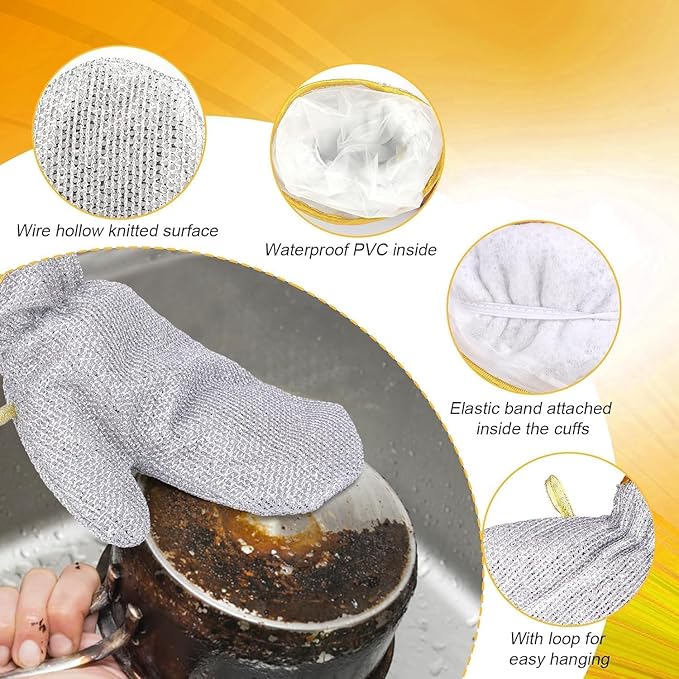 Multipurpose Steel Gloves for Dishwashing | Utensil Scrubber and Scrubber | Hand Gloves for Tough Cleaning